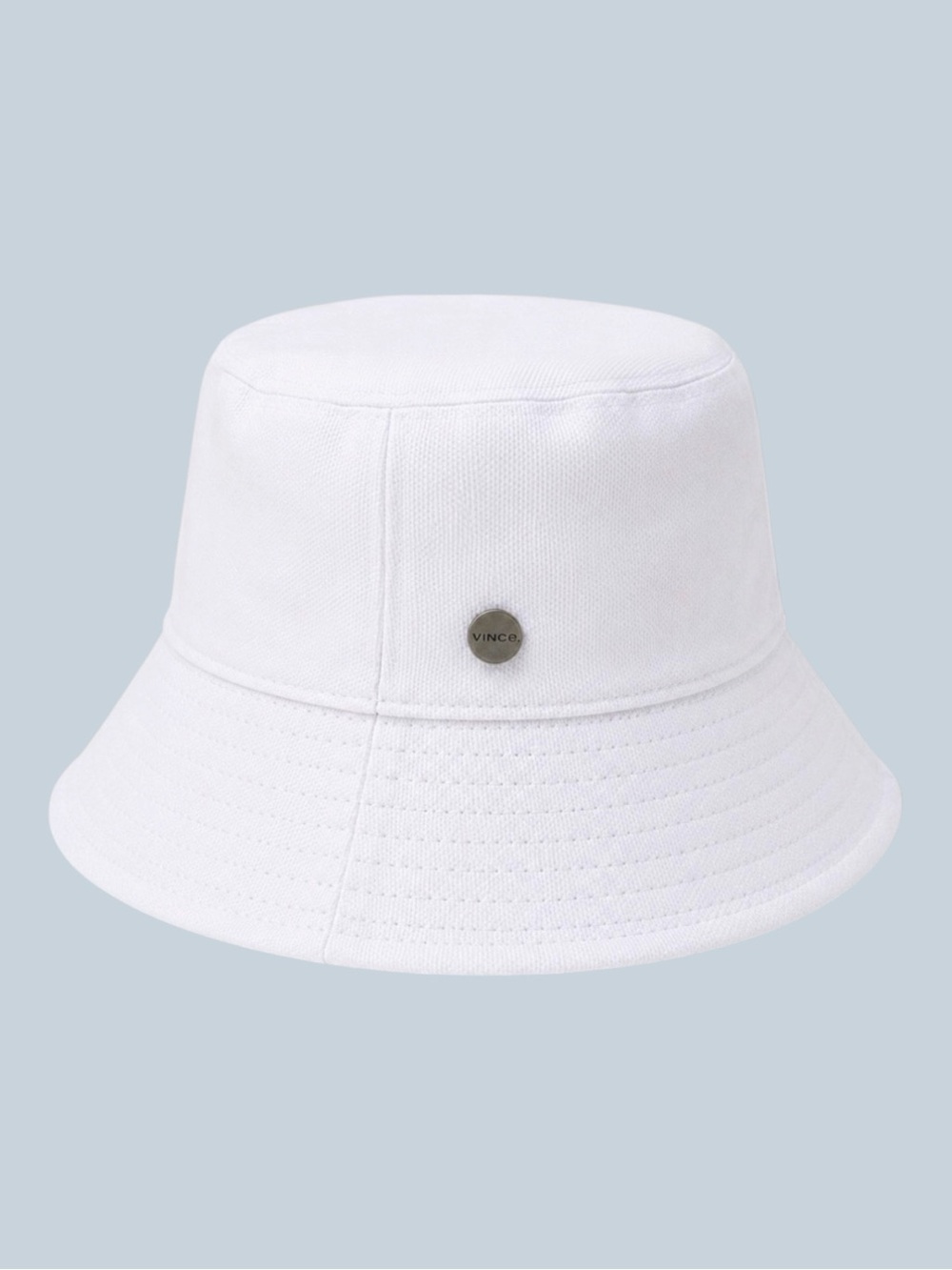 Vince White Cotton Canvas Bucket Hat S/M Logo Plaque